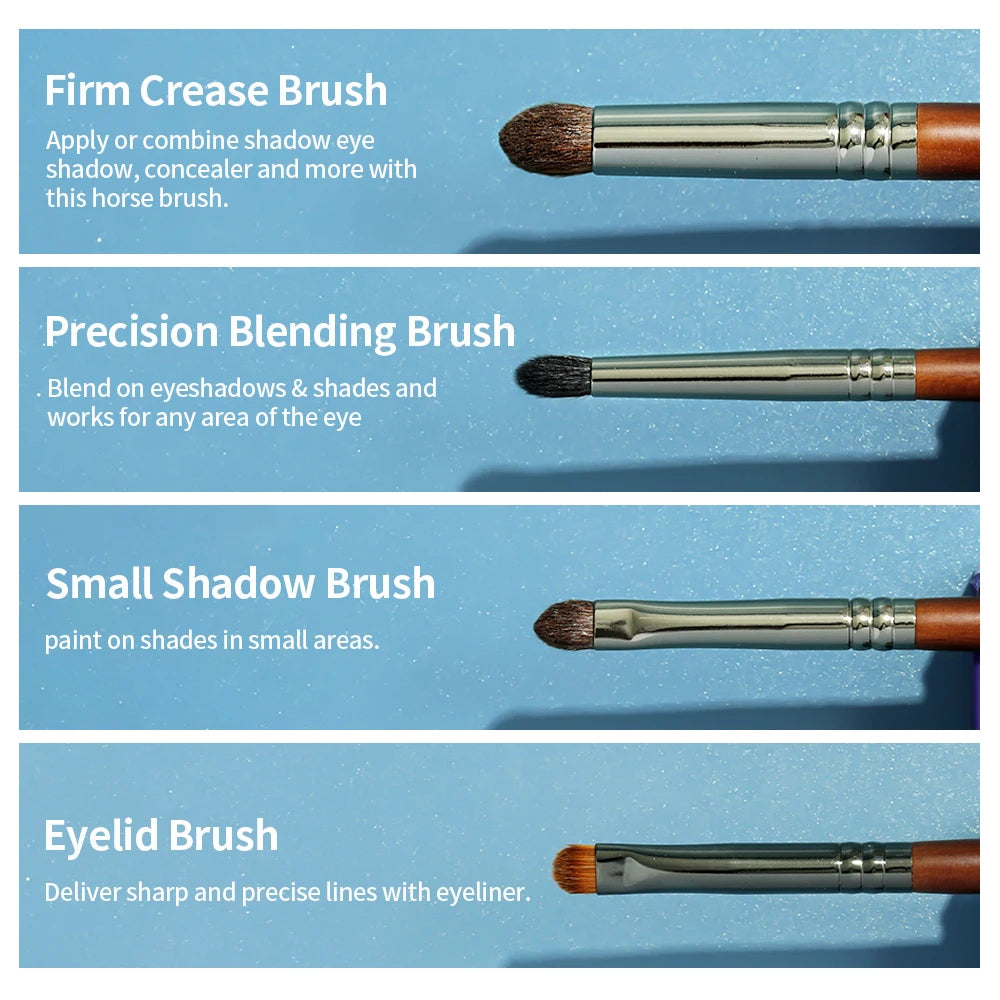 Eye Brush Set, Horse Hair Tapered, Smudge, Crease, Blending