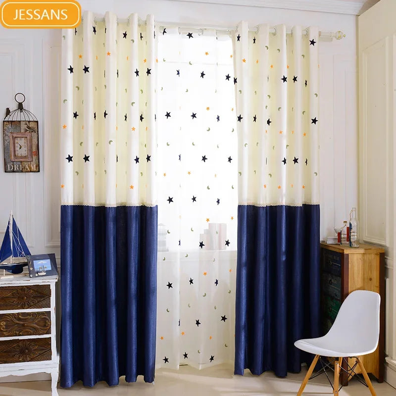 Embroidered Star Moon Curtains