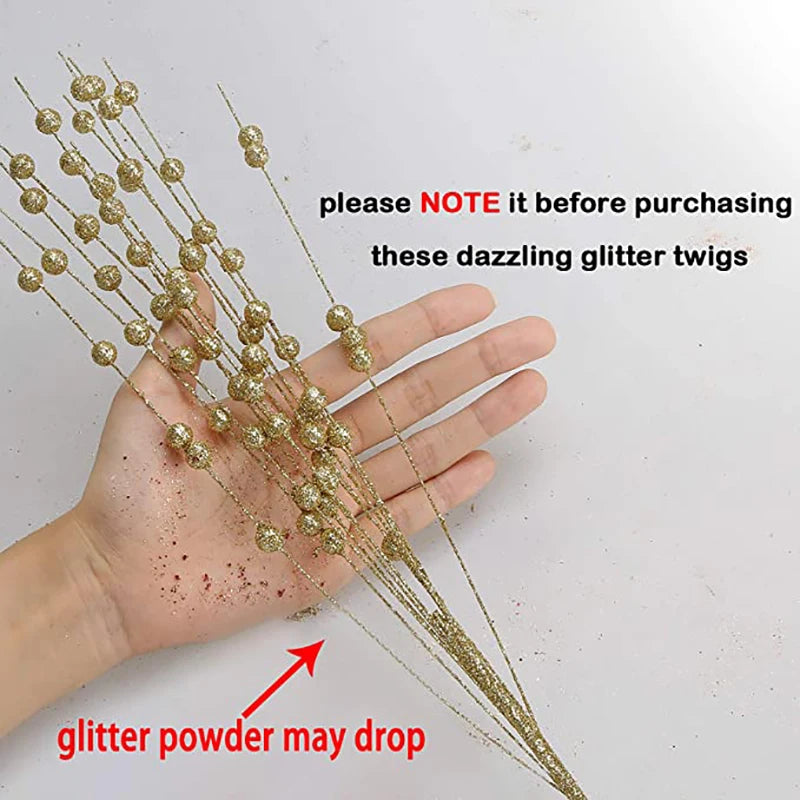 Artificial Glitter Berry Stem Glitter Branch 12pc