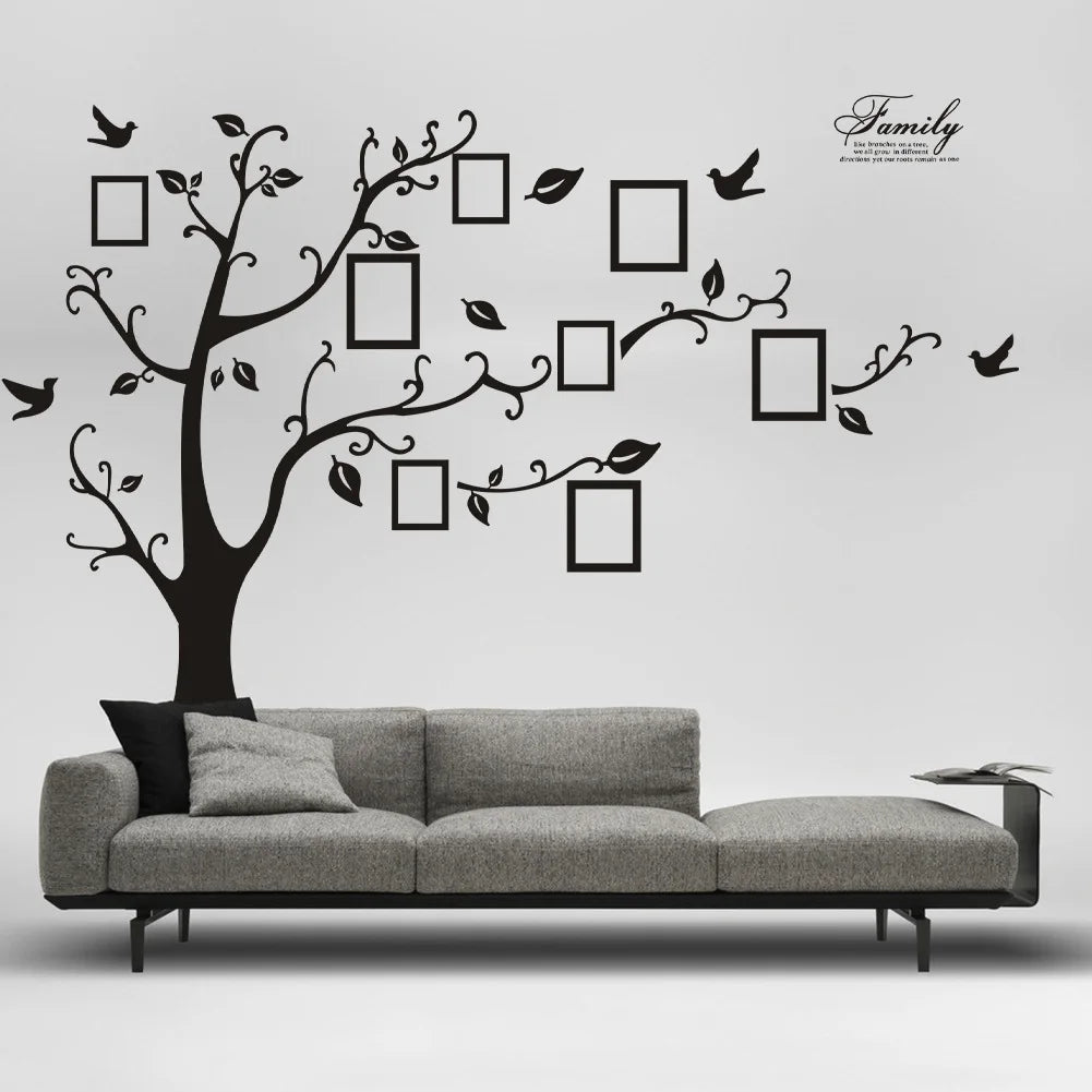 Large 79*99in Black 3D DIY Photo Tree Wall Decals