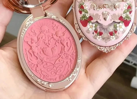 Flower Knows makeup Strawberry Rococo Embossed Blush Face Makeup Matte Shimmer Pigment Waterproof Natural Nude Brightening Cheek