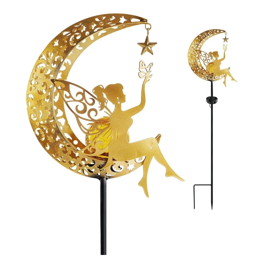 Solar Moon Fairy Lamp Outdoor Garden Iron Flower Fairy Ground Insertion