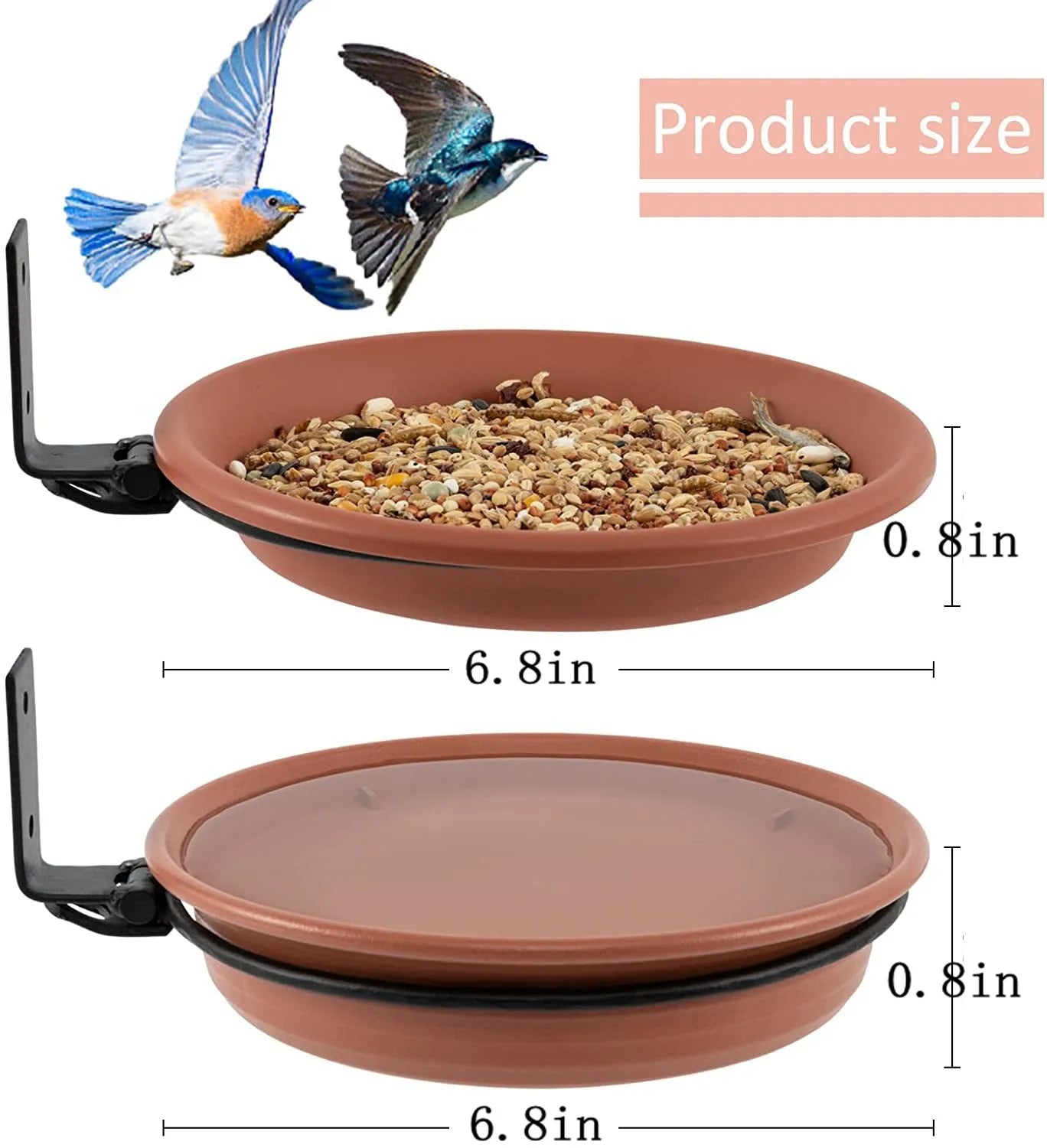 Wall Hanging Bird Feeder Bowl Tree Mounted Bird Bath Spa Include 2 Bird Trays Metal Rings and Screws