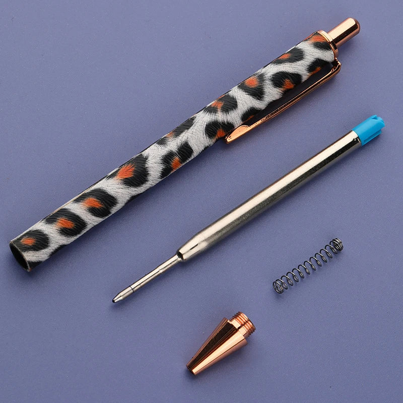 New Gold Powder Leopard Print Push Metal Ball Point Pen