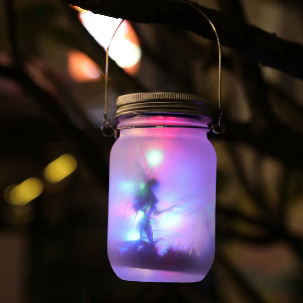 Solar Lantern Fairy Lights Portable Glass Jar Lamp