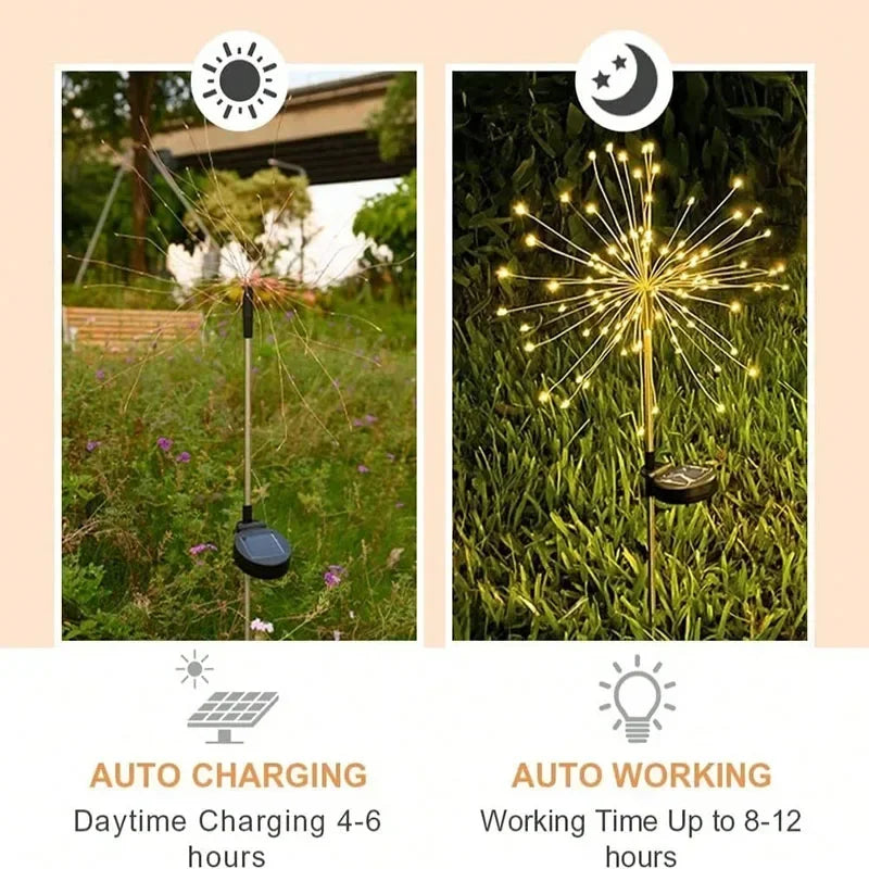 LED Solar Firework Lights Garden Decoration Fairy Lamps Waterproof