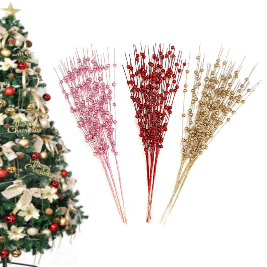 Artificial Glitter Berry Stem Glitter Branch 12pc