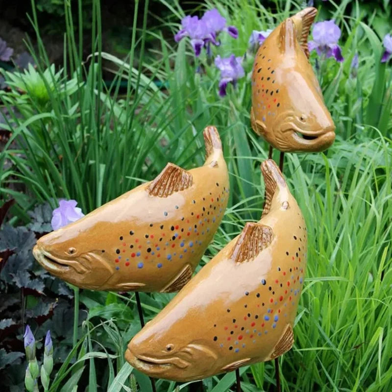 1 Pc Ceramic Garden Koi Resin Crafts Lawn Decorative Ornaments
