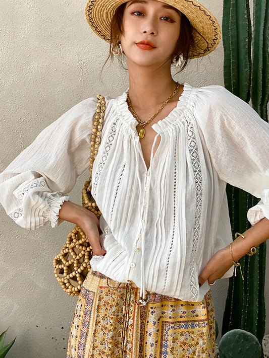 Boho White Loose Blouse