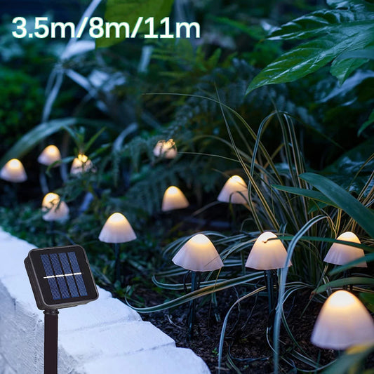 11M Mushroom String Lights Solar Fairy Lawn