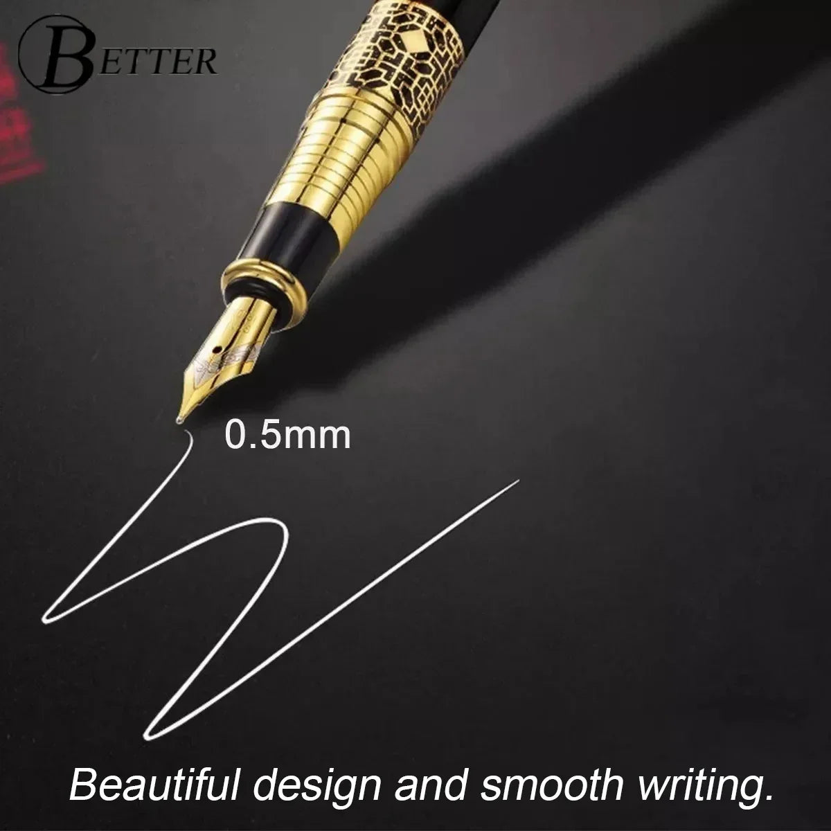 Retro Metal Fountain Pen F Nib With Ink High Quality