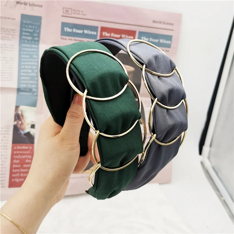 Trend Headband Hair Accessories Women Gold Ring Cross Stitching Fabric Wide-brimmed Fashion Hairband Hair Hoop Headwear Girl New