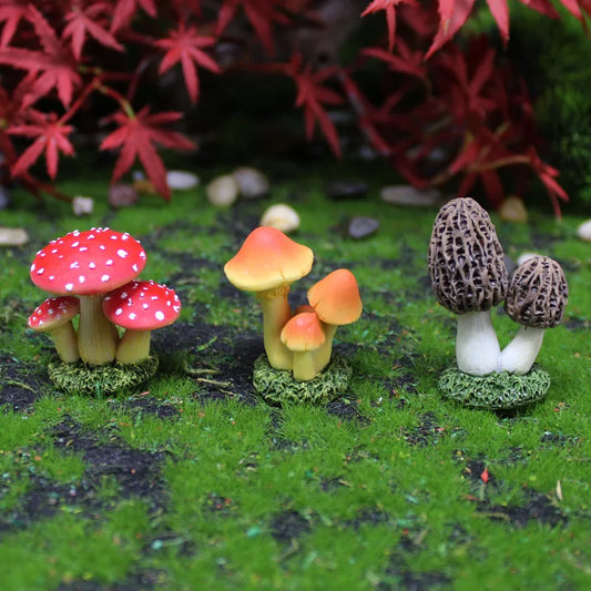 Mini Artificial Mushroom Figurine, Resin