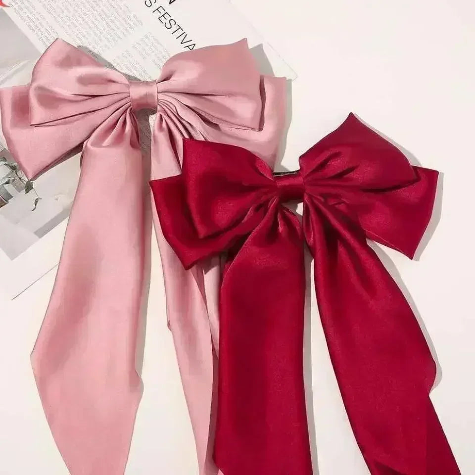 Two-layers Bowknot Streamer Hairpin Satin Ribbon Barrette