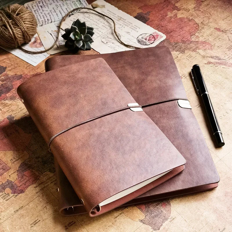 A5/A6 Retro Notebook Soft Faux Leather Loose Notebook Diary Blank Kraft Paper