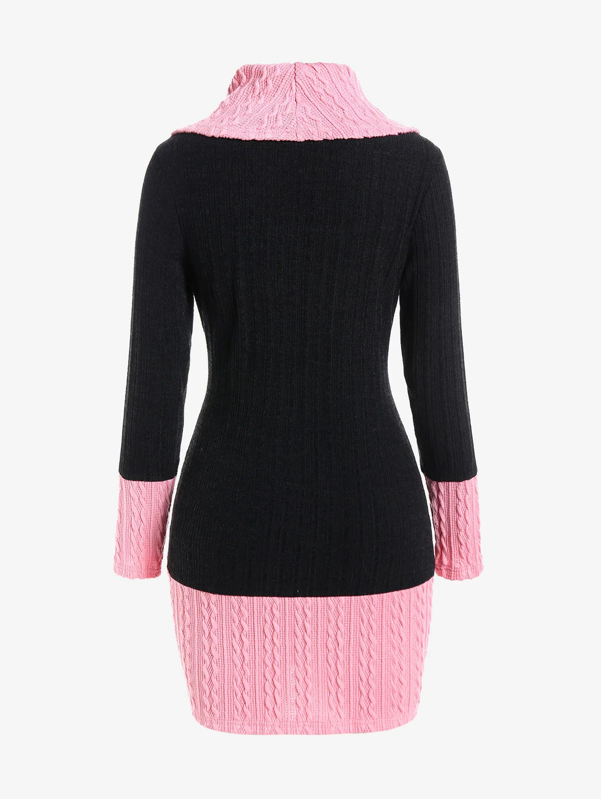 Plus Size, Cowl Neck Cable Knit Sweater Dress