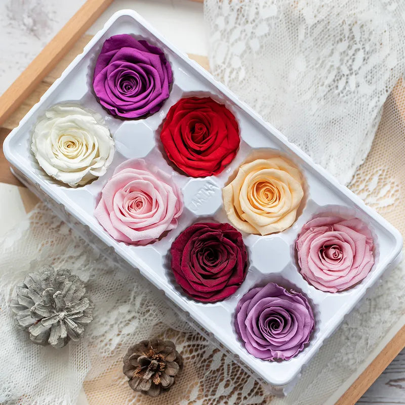 Preserved Fresh Rose Flower Heads 1.5-2in, 8PCs/Box