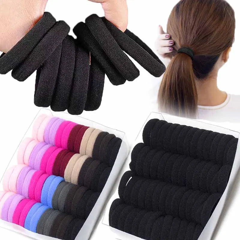 50/200Pcs High Elastic Hair Bands for Women Girls Black Hairband Rubber Ties Ponytail Holder Scrunchies Kids Hair Accessories