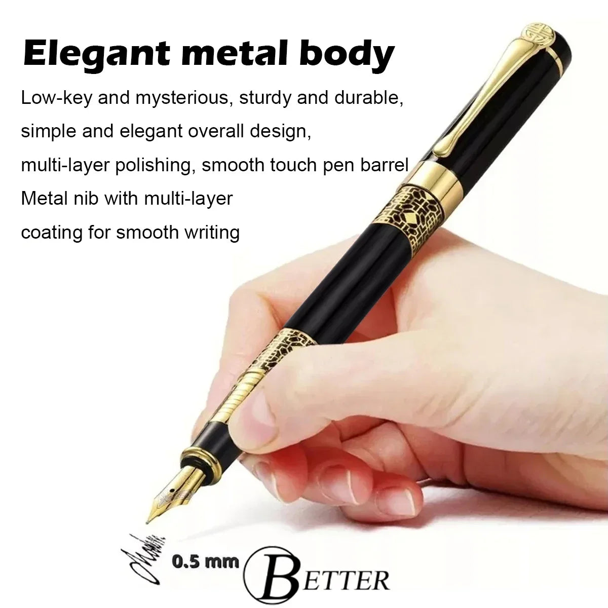 Retro Metal Fountain Pen F Nib With Ink High Quality