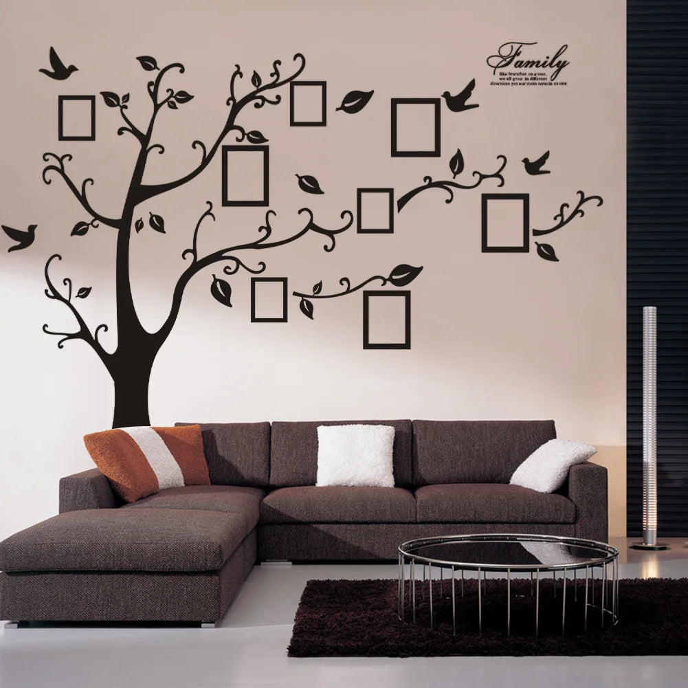 Large 79*99in Black 3D DIY Photo Tree Wall Decals