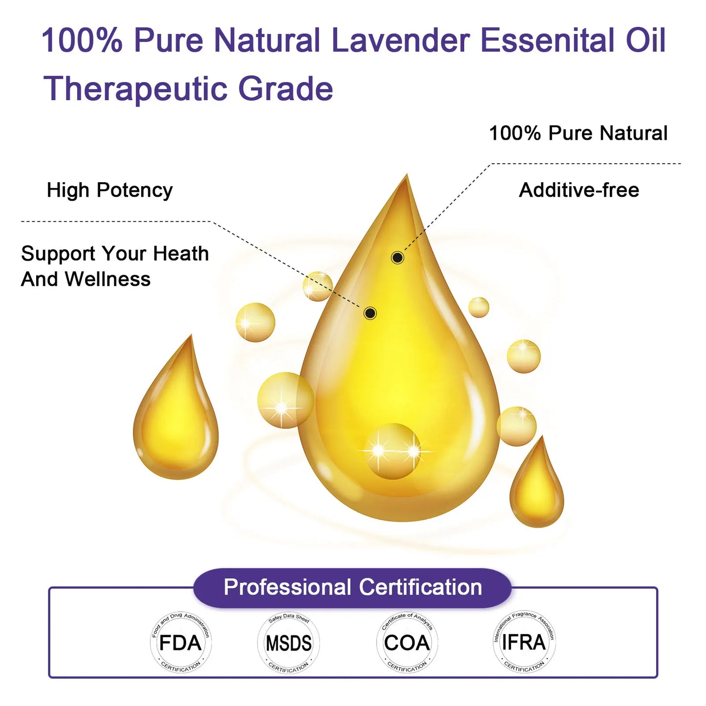 Therapeutic Grade Pure Natural Lavender, Bergamot, etc. Essential Oils