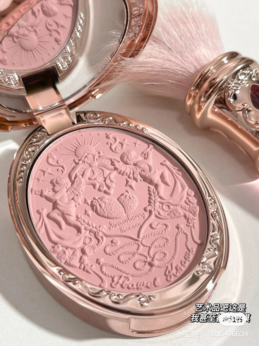 Flower Knows Strawberry Rococo Embossed Matte Blush Pigmented Fine Powder