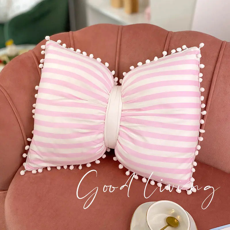 Bowknot Black And White Striped Bow Pillows