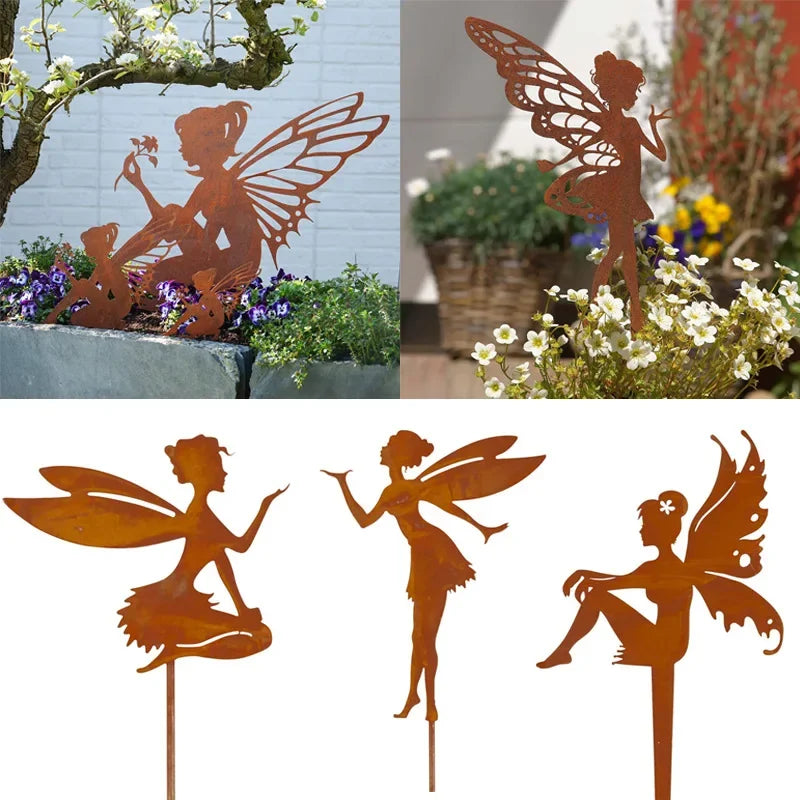 Butterfly Fairy Garden Metal Iron Craft Pendant Garden Decoration