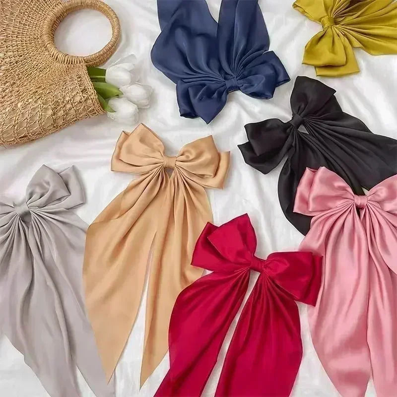 Two-layers Bowknot Streamer Hairpin Satin Ribbon Barrette