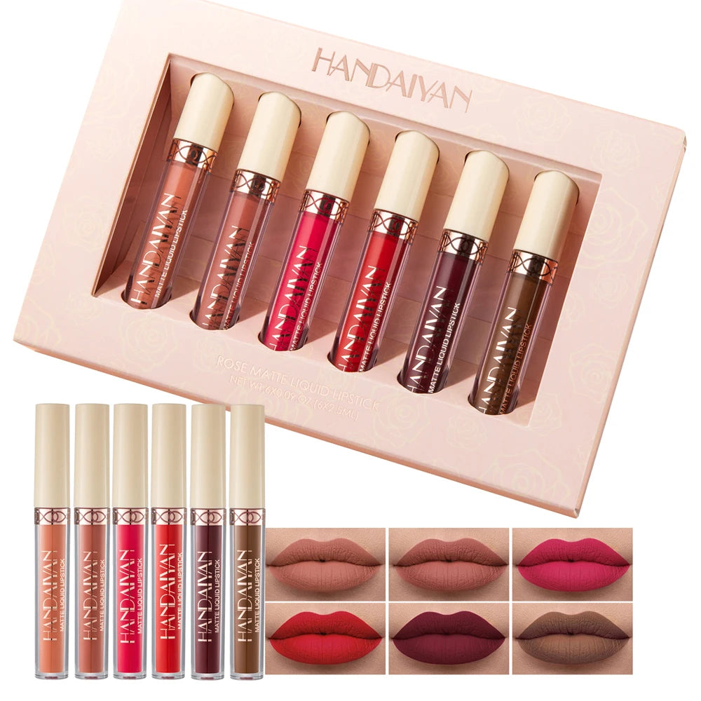 Matte Liquid Lipstick Kit 6 Colors/box, Waterproof