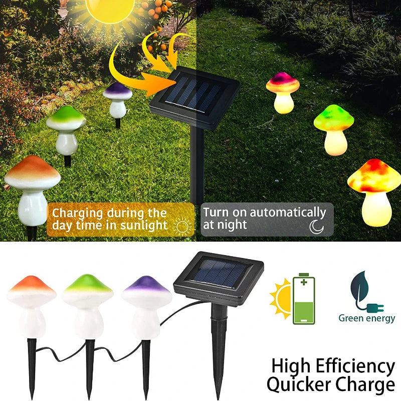 LED Solar String Light Outdoor IP65 Waterproof Mushroom Lights