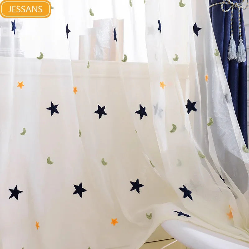 Embroidered Star Moon Curtains