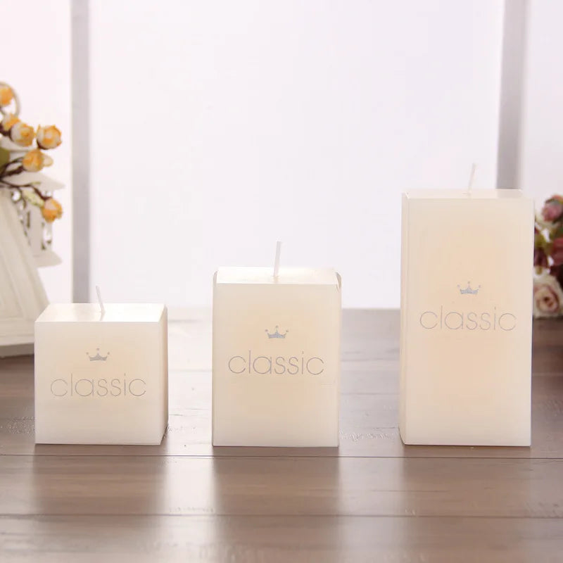 Scentless Ivory White Pillar Candles