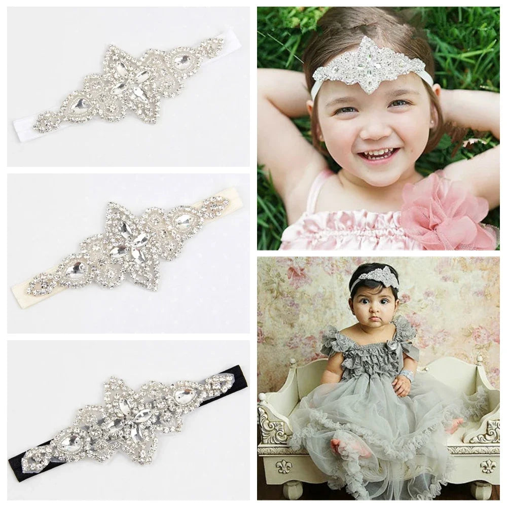 Vintage Girls Crystal Flower Headband