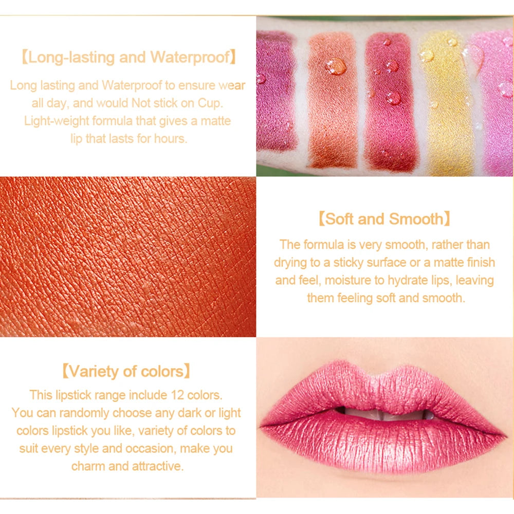 Best Korean Glitter Long Lasting Waterproof Lipstick , 4PCS