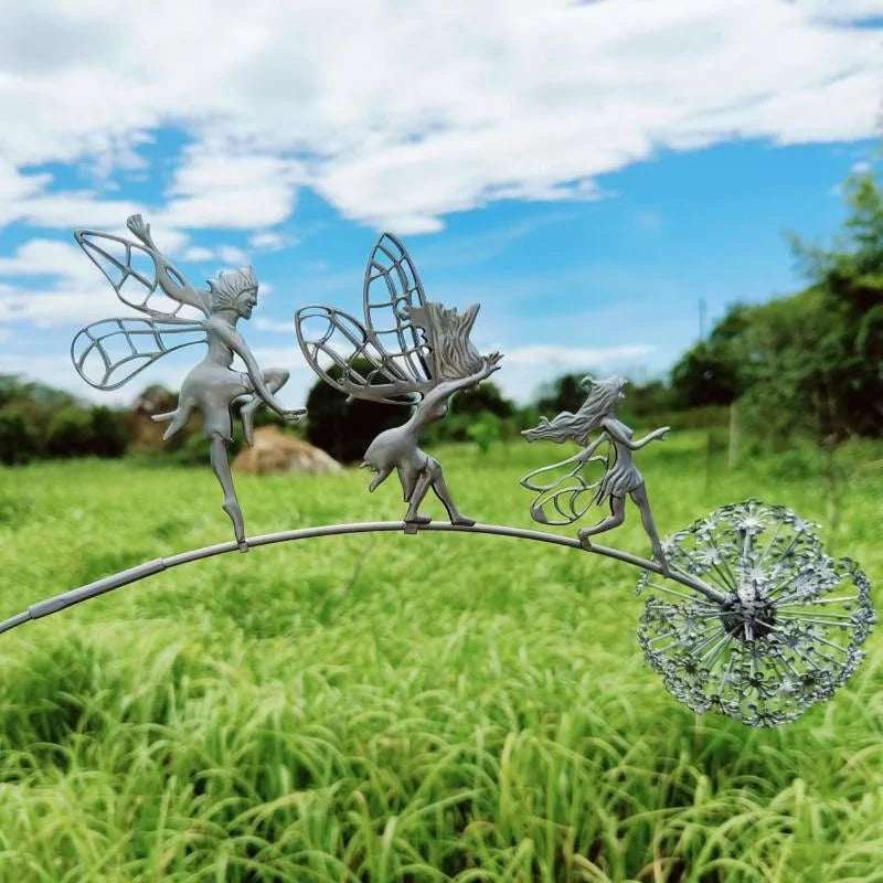 Garden Decorative Fairies and Dandelions Dance Together