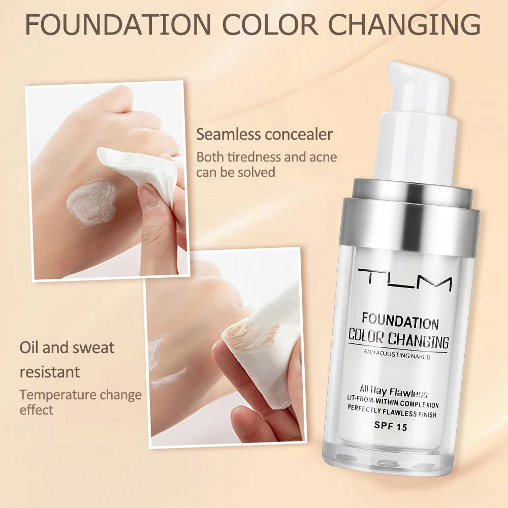 Color Changing Liquid Foundation, Hydrating, Long Lasting 30ml