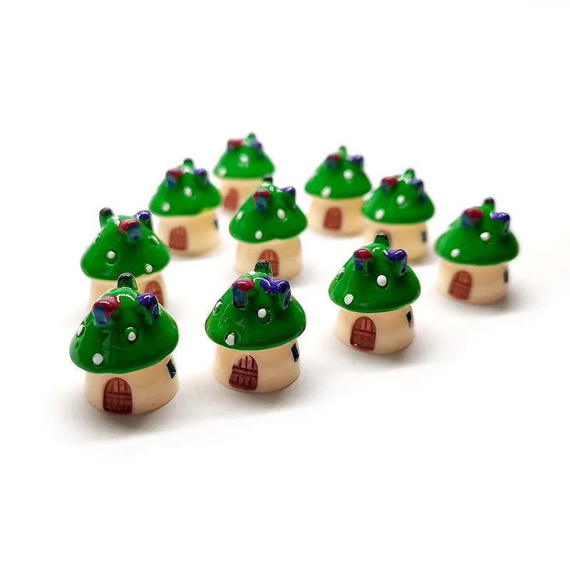 10-pack Mini Green Tree Fairy House Terrarium/Lawn Decor