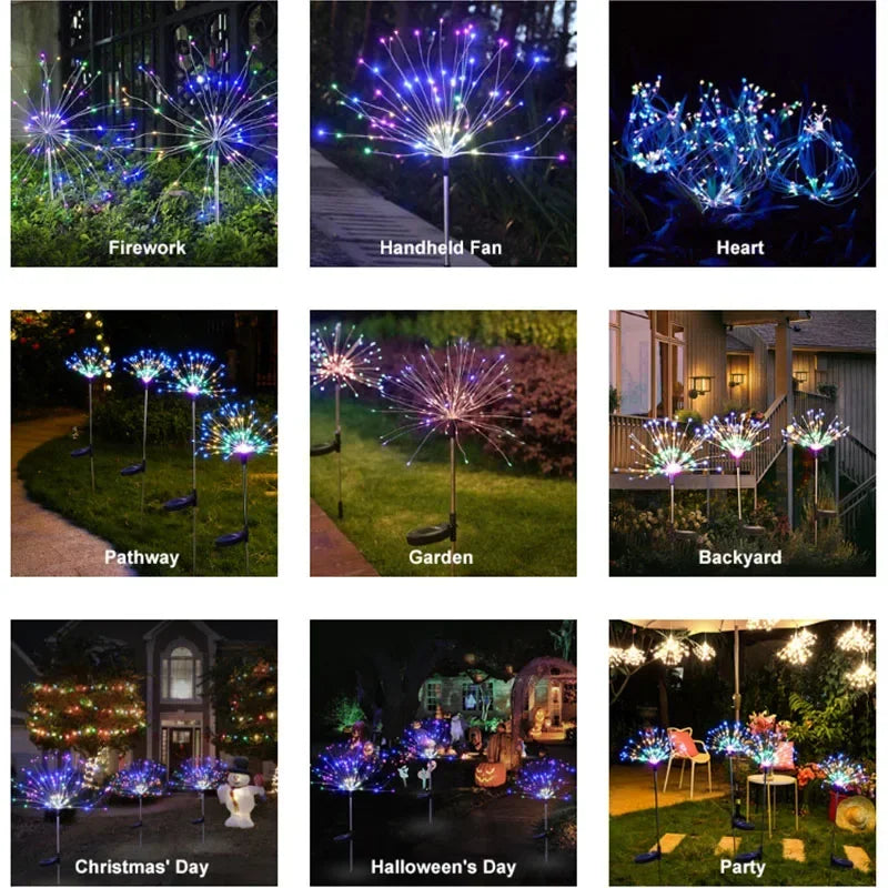 LED Solar Firework Lights Garden Decoration Fairy Lamps Waterproof