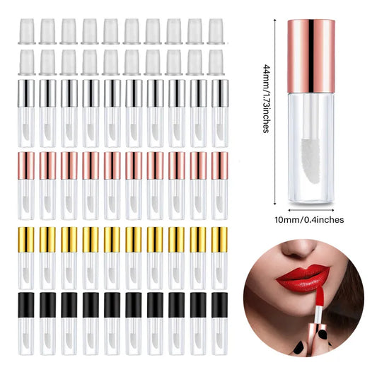 Empty Rose Gold Lip Gloss Tube Plastic Refillable, 50~10pcs 1.2ML