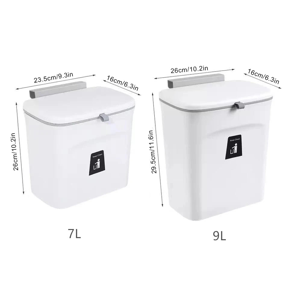 Large Capacity 7/9L(1.8-2.4gal) Hanging Trash Can