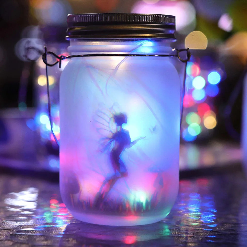 Solar Lantern Fairy Lights Portable Glass Jar Lamp