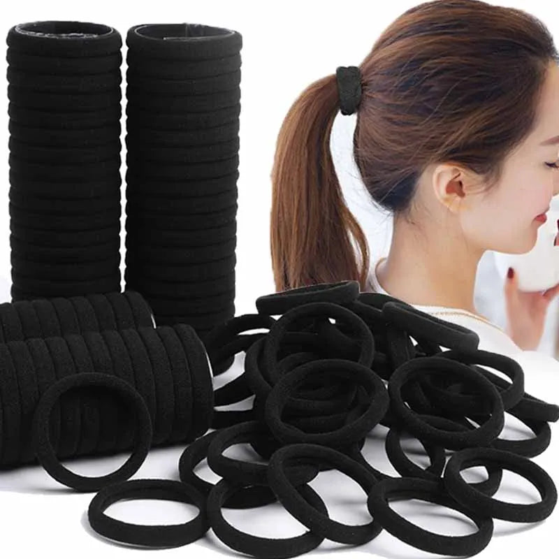 50/200Pcs High Elastic Hair Bands for Women Girls Black Hairband Rubber Ties Ponytail Holder Scrunchies Kids Hair Accessories