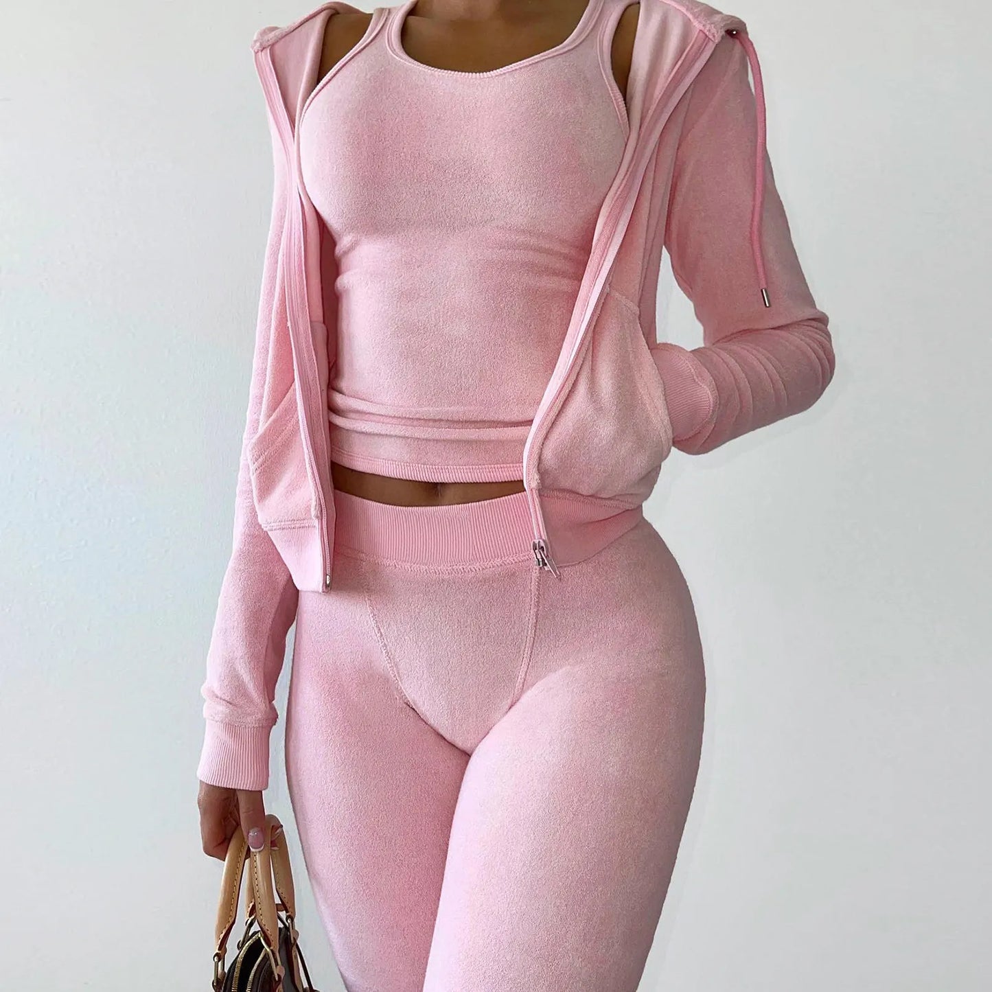 Women Thick Fleece 3 Piece Set Jogger Tracksuits