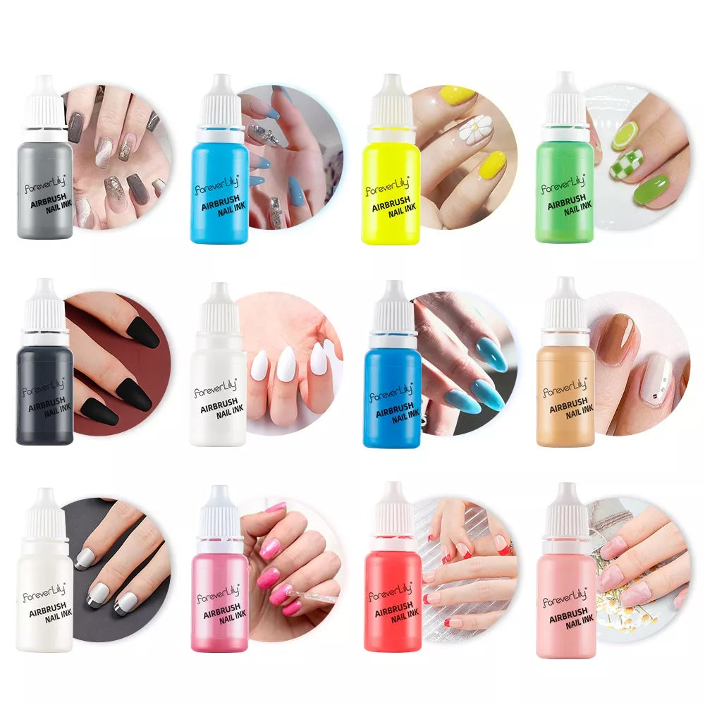 12Colors/Set 10ML Nail Polish Paint Use For Airbrush