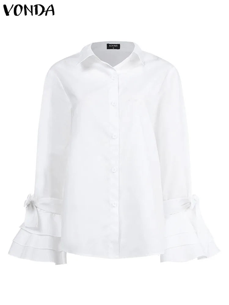 Turn-down Collar Flare Sleeve Blouse