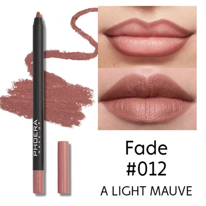 Waterproof Matte Lipliner Pencil, 12Colors