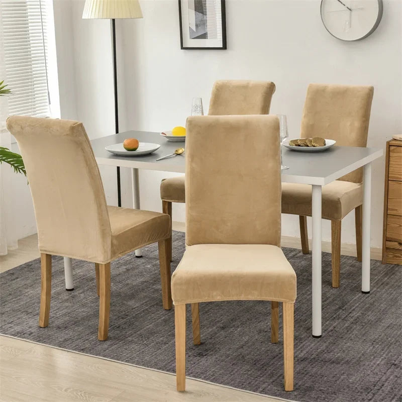 1/2/4 Good Velvet Stretch Elastic Dining Room Chair Slipcover Spandex