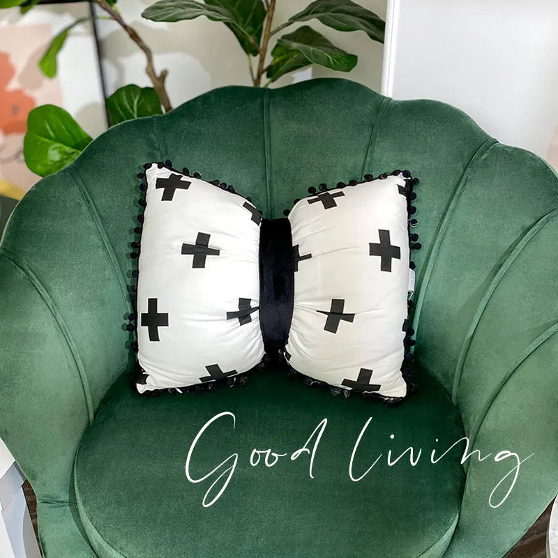 Bowknot Black And White Striped Bow Pillows