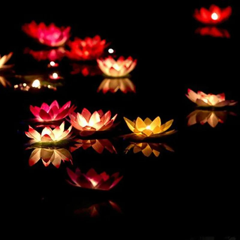 10pcs Romantic Lotus Lamps, Water Floating Candle Light